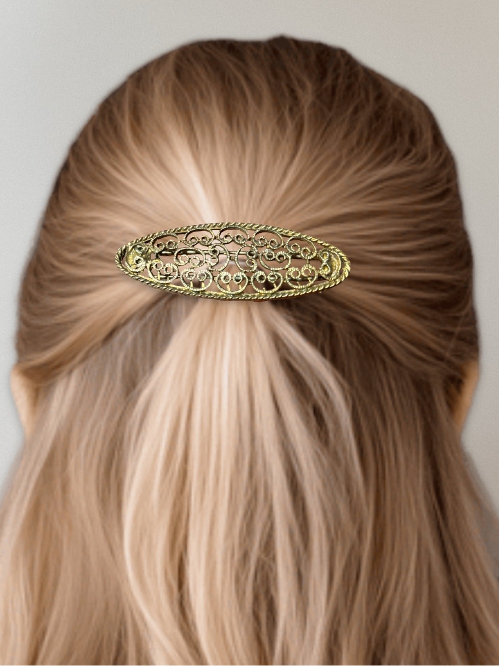 Vintage Metal Scrollwork Barette Hair Clip